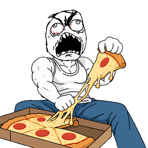 Hungry Pizza Sticker by Rageguy
