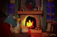 Cozy Winter Ducky Yule Log Fireplace 