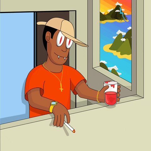 njoee cartoon drink smoke vacation GIF