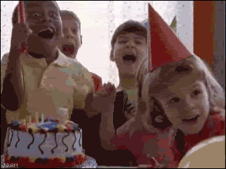 kid excited over cake GIF