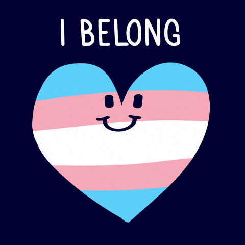 Trans heart with "I Belong" text.
