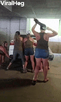 Girl Power Pushes Poorly Parked Car GIF by ViralHog