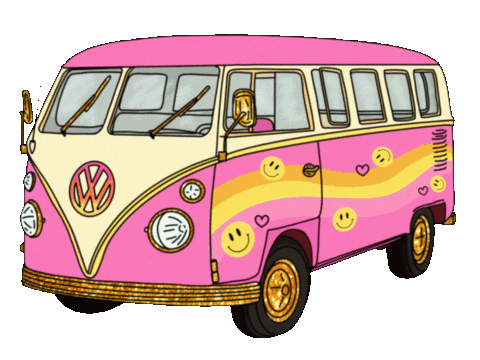 pink volkswagen hippie van