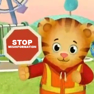 Daniel Tiger looking stern and displeased, with a serious expression and his hands on his hips.