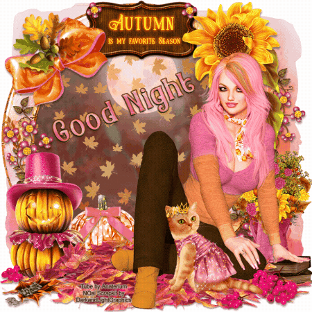 Good Night Autumn Cat GIF