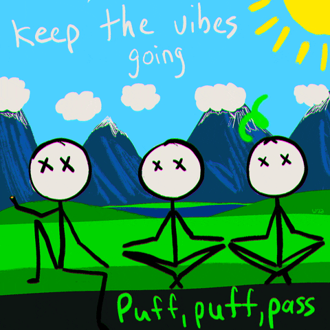 Getting High Puff Puff Pass GIF by Stoner Stick People