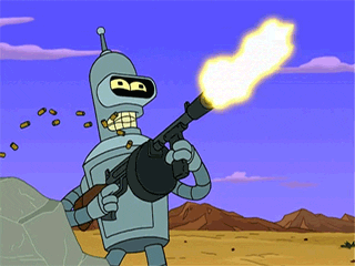 machine gun futurama GIF - machine gun futurama GIF