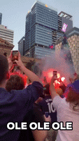 Socceroo Fans Light Flares in Brisbane