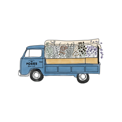 Posies Flower Truck Sticker