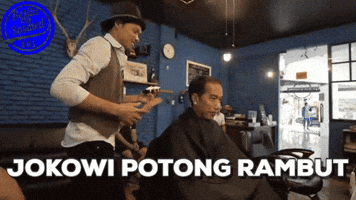 suyono jokowi potong rambut GIF