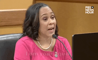 Political gif. Fulton County District Attorney Fani Willis speaks into a microphone in what appears to be a courtroom, eyebrows raised, looking confident and self-assured like she wants to make sure you understand her point. Subtitles read, "A man is not a plan. A man is a companion. I am your equal. I don't need anything from a man."