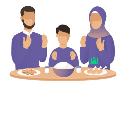 Family Eating Sticker by Muslim Pro