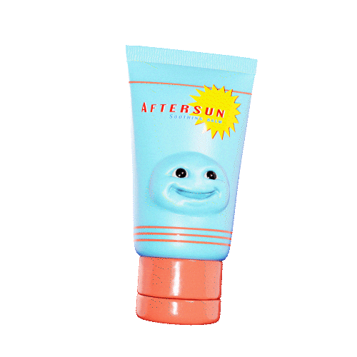 a blue and orange tube with a smiling face on it