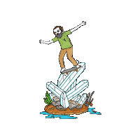 MichaelCHsiung hippie skater skateboarding hippie skating on crystals in desert skating on crystals Sticker