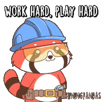 Work Hard Red Panda Sticker