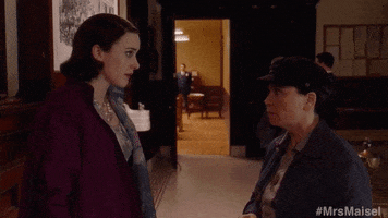 rachel brosnahan hug GIF by The Marvelous Mrs. Maisel