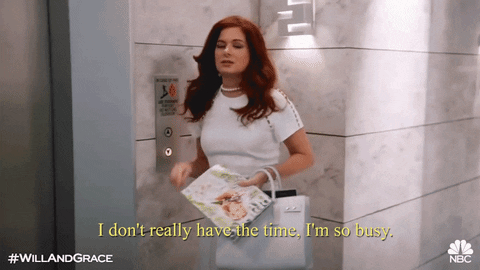 im busy debra messing GIF by Will & Grace