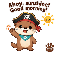 Good Morning Hello Sticker by Otto the Otter by GleeSpace