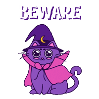 Beware Trick Or Treat Sticker by Spooks The Cat
