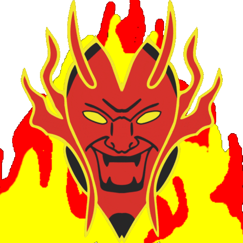 Angry Fire Sticker by Hoelledueuefel