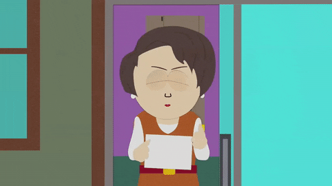 lady answering GIF by South Park 