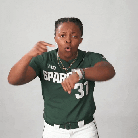 Softball Go Green GIF by Michigan State Athletics