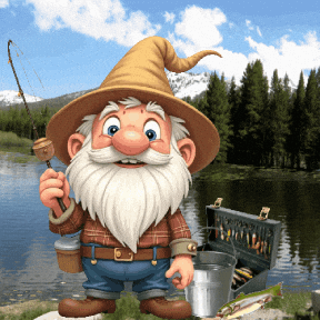 Gone Fishing Gnome GIF