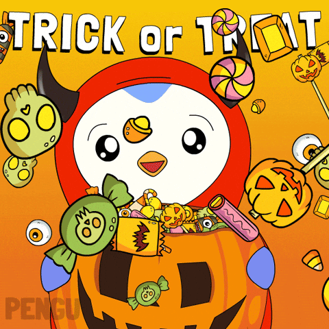 Scared Trick Or Treat GIF by Pudgy Penguins