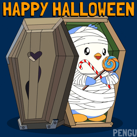Scared Trick Or Treat GIF by Pudgy Penguins