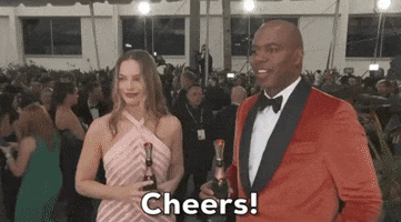 Margot Robbie Cheers GIF by Entertainment Tonight