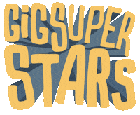 GigSuper fun blue yellow small business Sticker