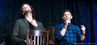aborddelimpala jensen ackles jared padalecki calm down fanboy GIF