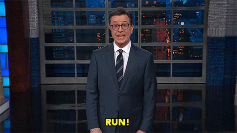 stephen colbert run GIF by The Late Show With Stephen Colbert