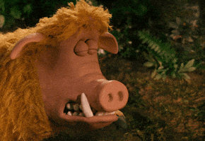 aardman look point nervous caveman GIF