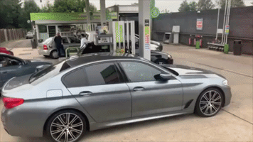 Dozens of Cars Queue Outside London Fuel Station Amid Panic Buy Warning