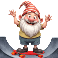 Skateboarding Cute Gnome Sticker