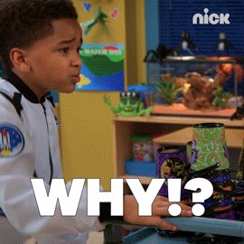 TV gif. Dylan Gilmer from Tyler Perry's Young Dylan dressed as an astronaut expressing worry, opening his arms and saying "Why?"