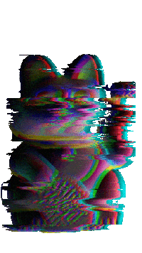 happibyhenssler cat glitch neon sushi Sticker
