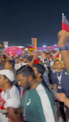 Fans Cheer Outside Al Bayt Stadium 