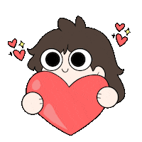 puddleartstudio love heart kawaii i love you Sticker