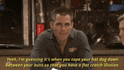 chris pine yeah im guessing its when you tape your hot dog down between your bums GIF by Saturday Night Live