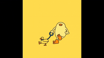 Chick people Piyo and duck are very friendly