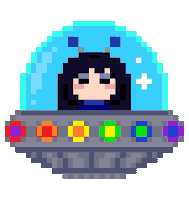 Flying Saucer Pixel Sticker