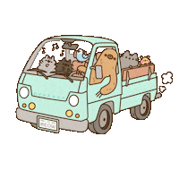 Driving Road Trip Sticker by Pusheen