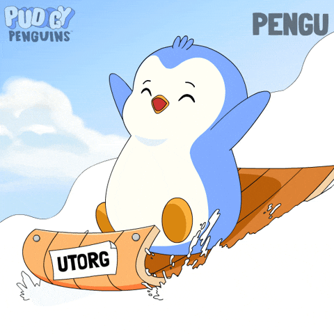 Sledding Merry Christmas GIF by Pudgy Penguins