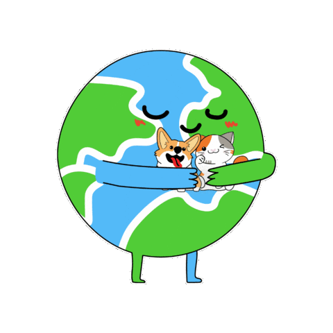 petiquepets cat and dog petique earth hugger cartoon earth Sticker