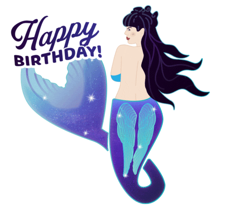 SquatchandSiren giphyupload happy birthday mermaid pinup Sticker