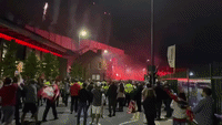 Liverpool Fans Watch Anfield Fireworks as Club Lifts Premier League Trophy