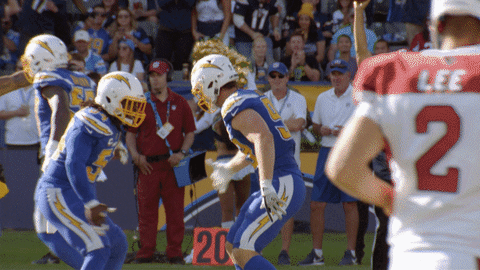 Best Friends Celebration GIF by Los Angeles Chargers