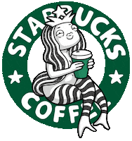 Comicada girl coffee drink star Sticker